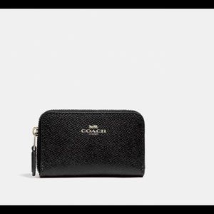 NWT COACH Zip Coin Case Black Leather SRP$78